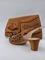 Bronze Low Heel Glitter - Classic Shoes London
