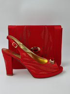 Red Glitter High Heels - Italian Women's Heels - Classic Shoes London