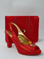 Red Glitter High Heels - Italian Women's Heels - Classic Shoes London