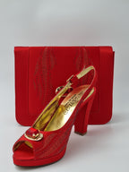 Red Glitter High Heels - Italian Women's Heels - Classic Shoes London