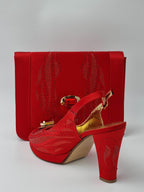 Red Glitter High Heels - Italian Women's Heels - Classic Shoes London