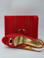 Red Glitter High Heels - Italian Women's Heels - Classic Shoes London