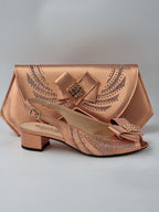 Rose Gold Low Heels - Italian Women's Heels - Classic Shoes London