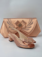 Rose Gold Low Heels - Italian Women's Heels - Classic Shoes London