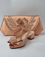 Rose Gold Low Heels - Italian Women's Heels - Classic Shoes London