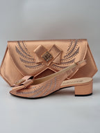 Rose Gold Low Heels - Italian Women's Heels - Classic Shoes London