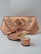 Rose Gold Low Heels - Italian Women's Heels - Classic Shoes London