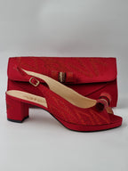 Wine Glitter Low Heels - Italian Women's Heels - Classic Shoes London