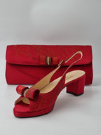 Wine Glitter Low Heels - Italian Women's Heels - Classic Shoes London