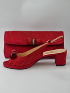 Wine Glitter Low Heels - Italian Women's Heels - Classic Shoes London