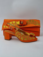 Orange Glitter Low Heels - Italian Women's Heels - Classic Shoes London