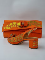 Orange Glitter Low Heels - Italian Women's Heels - Classic Shoes London