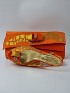 Orange Glitter Low Heels - Italian Women's Heels - Classic Shoes London