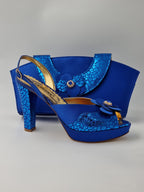 Royal Blue Double Platform Heels - Italian Women's Heels - Classic Shoes London