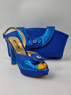 Royal Blue Double Platform Heels - Italian Women's Heels - Classic Shoes London