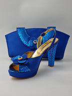 Royal Blue Double Platform Heels - Italian Women's Heels - Classic Shoes London
