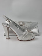 Silver Double Platform Heels - Italian Women's Heels - Classic Shoes London