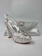 Silver Double Platform Heels - Italian Women's Heels - Classic Shoes London