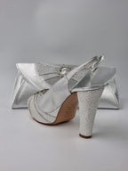 Silver Double Platform Heels - Italian Women's Heels - Classic Shoes London