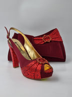 Burgundy Wine Double Platform Heels - Italian Women's Heels - Classic Shoes London