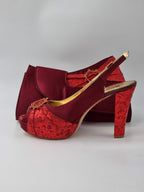 Burgundy Wine Double Platform Heels - Italian Women's Heels - Classic Shoes London