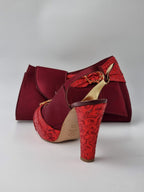 Burgundy Wine Double Platform Heels - Italian Women's Heels - Classic Shoes London
