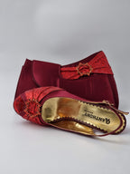 Burgundy Wine Double Platform Heels - Italian Women's Heels - Classic Shoes London