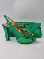 Green Double Platform Heels - Italian Women's Heels - Classic Shoes London