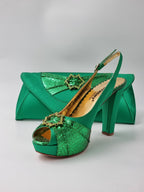 Green Double Platform Heels - Italian Women's Heels - Classic Shoes London