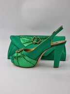 Green Double Platform Heels - Italian Women's Heels - Classic Shoes London