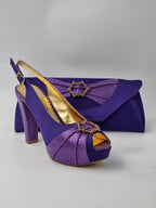 Purple Double Platform Heels - Italian Women's Heels - Classic Shoes London