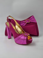 Magenta Double Platform Heels - Italian Women's Heels - Classic Shoes London
