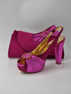Magenta Double Platform Heels - Italian Women's Heels - Classic Shoes London