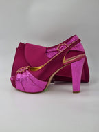Magenta Double Platform Heels - Italian Women's Heels - Classic Shoes London