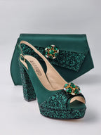 Emerald Green Glitter High - Classic Shoes London
