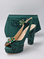 Emerald Green Glitter High - Classic Shoes London