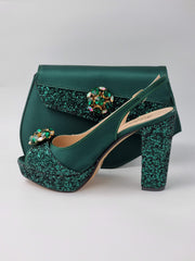 Emerald Green Glitter High - Classic Shoes London