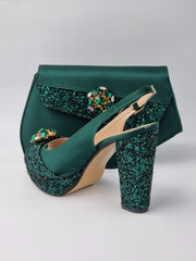 Emerald Green Glitter High - Classic Shoes London