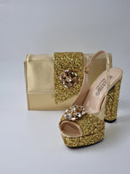 Gold Glitter High Heels - Italian Women's Heels - Classic Shoes London