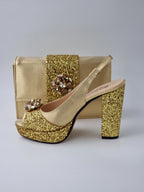 Gold Glitter High Heels - Italian Women's Heels - Classic Shoes London