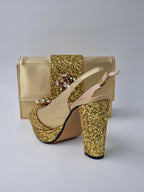 Gold Glitter High Heels - Italian Women's Heels - Classic Shoes London