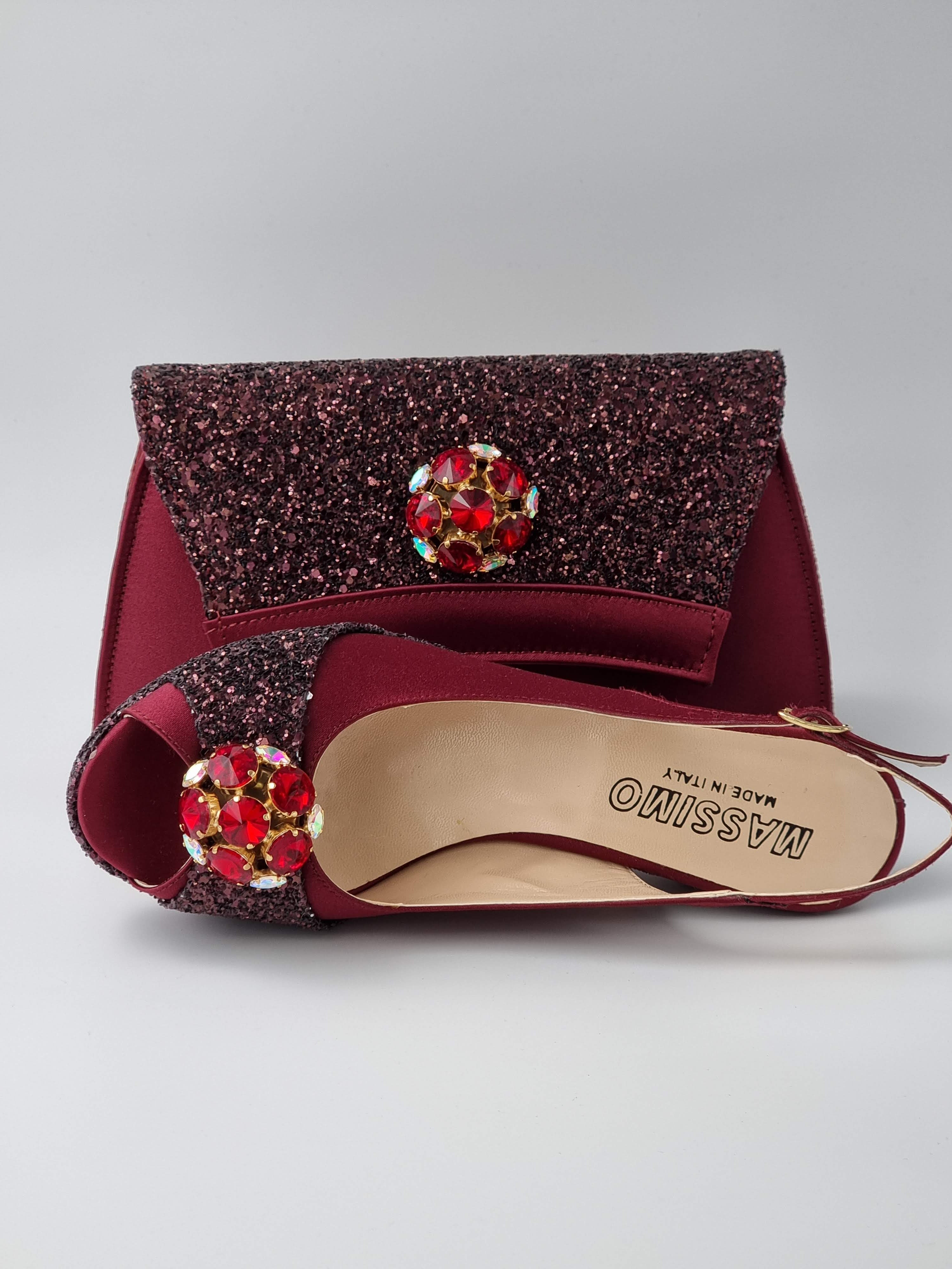 BURGUNDY/WINE GLITTER HIGH - Classic Shoes London