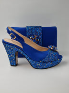 Royal Blue Glitter High Heels - Italian Women's Heels - Classic Shoes London