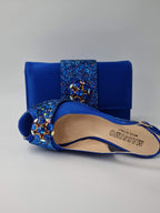 Royal Blue Glitter High Heels - Italian Women's Heels - Classic Shoes London