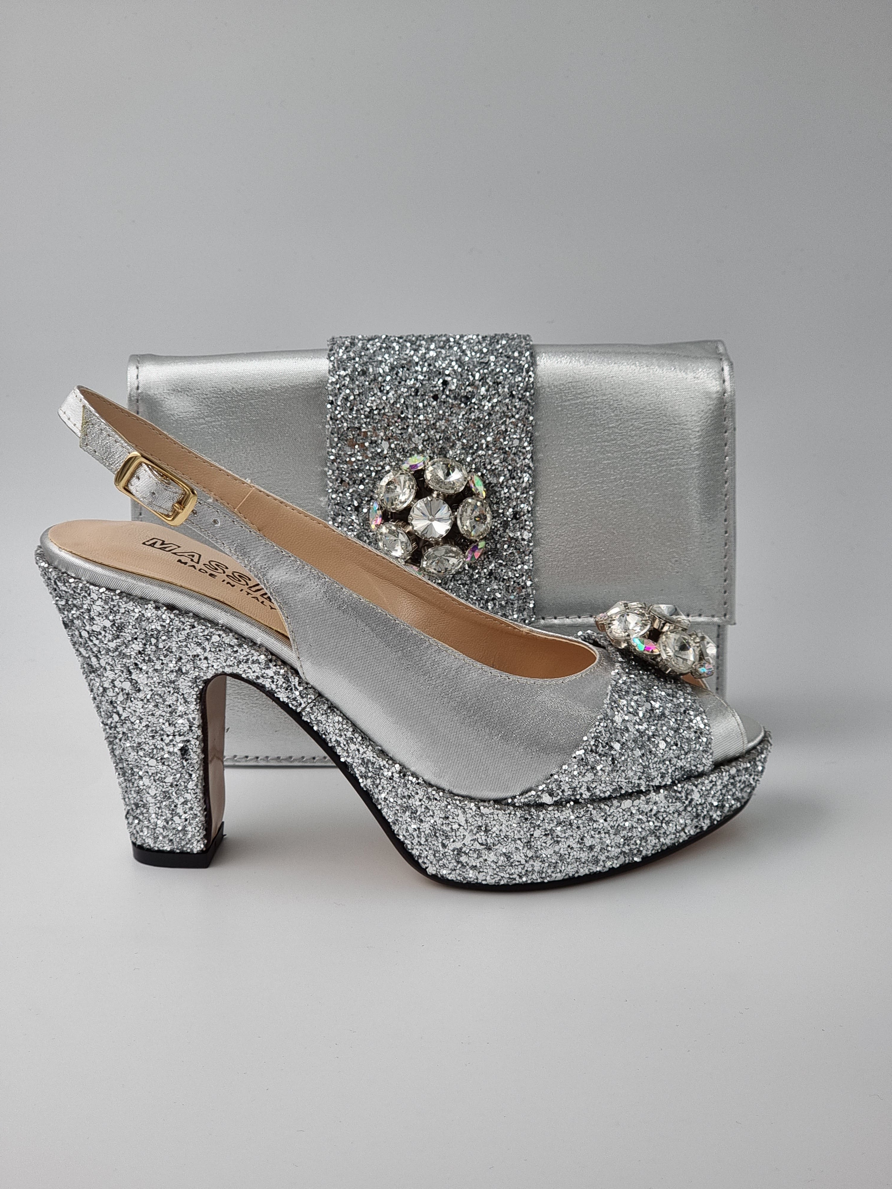 SILVER GLITTER HIGH - Classic Shoes London