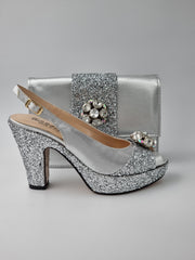SILVER GLITTER HIGH - Classic Shoes London