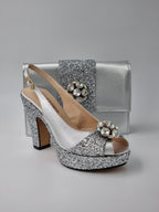Silver Glitter High Heels - Italian Women's Heels - Classic Shoes London