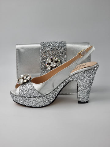 SILVER GLITTER HIGH - Classic Shoes London