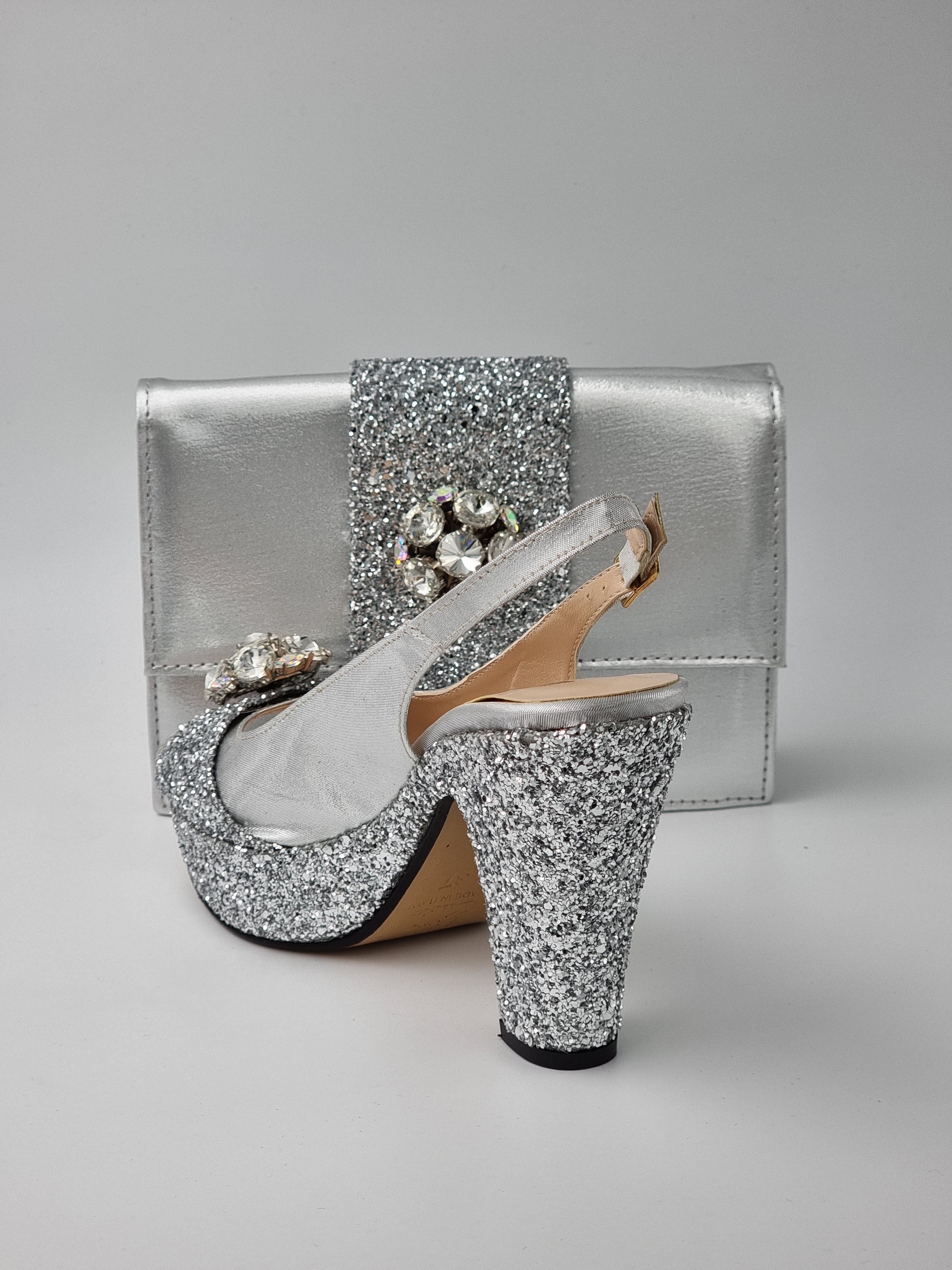 SILVER GLITTER HIGH - Classic Shoes London