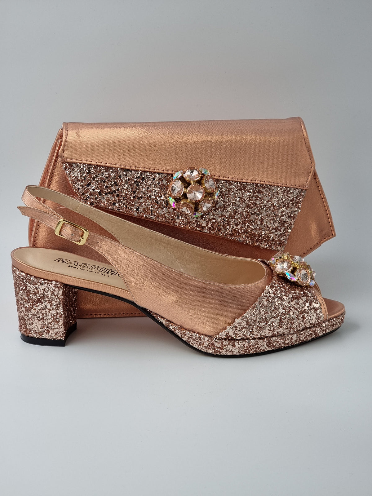 ROSE GOLD GLITTER LOW - Classic Shoes London